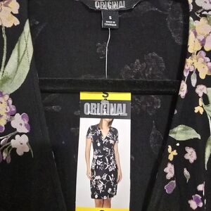 Nicole Miller Black Floral Midi Dress